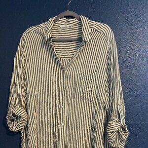 Gray and White striped long blouse